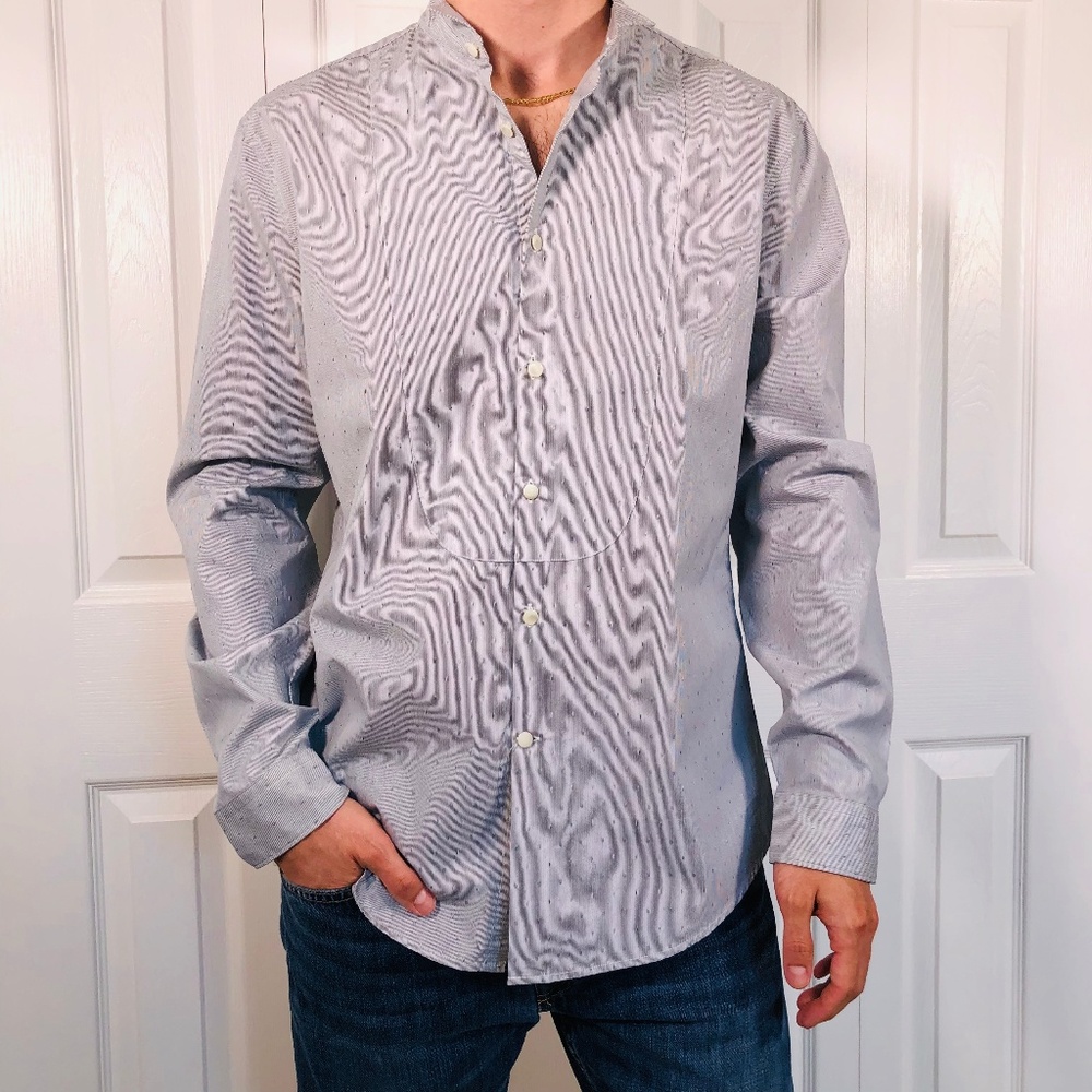 NWT John Varvatos Collection Blue Wingtip Shirt M - Picture 2 of 8